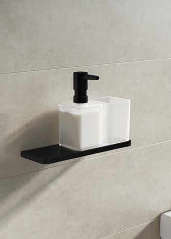 MOD Shelf Soap Dispenser, Dish and Tumbler Matte Black.jpg